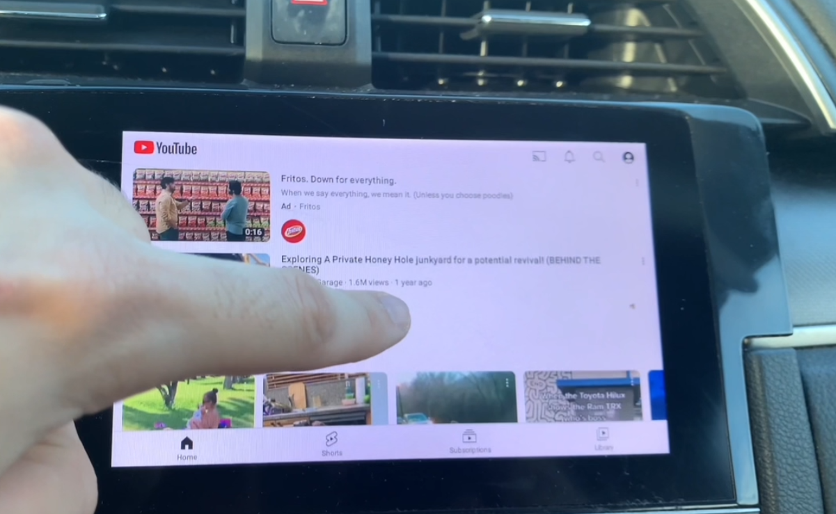 A screen with showing youtube